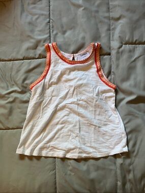 Old Navy White Tank Top with Orange Trim for Girls